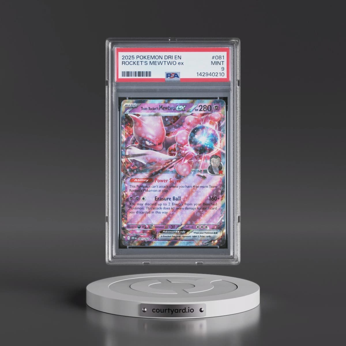 2025 Pokémon Dri EN-Destined Rivals #081 Team Rocket's Mewtwo EX - Holo (PSA 9 MINT)