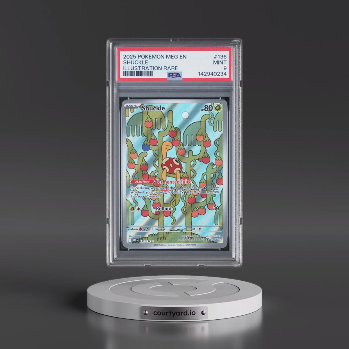 2025 Pokémon Meg EN-Mega Evolution #136 Shuckle - Illustration Rare (PSA 9 MINT)