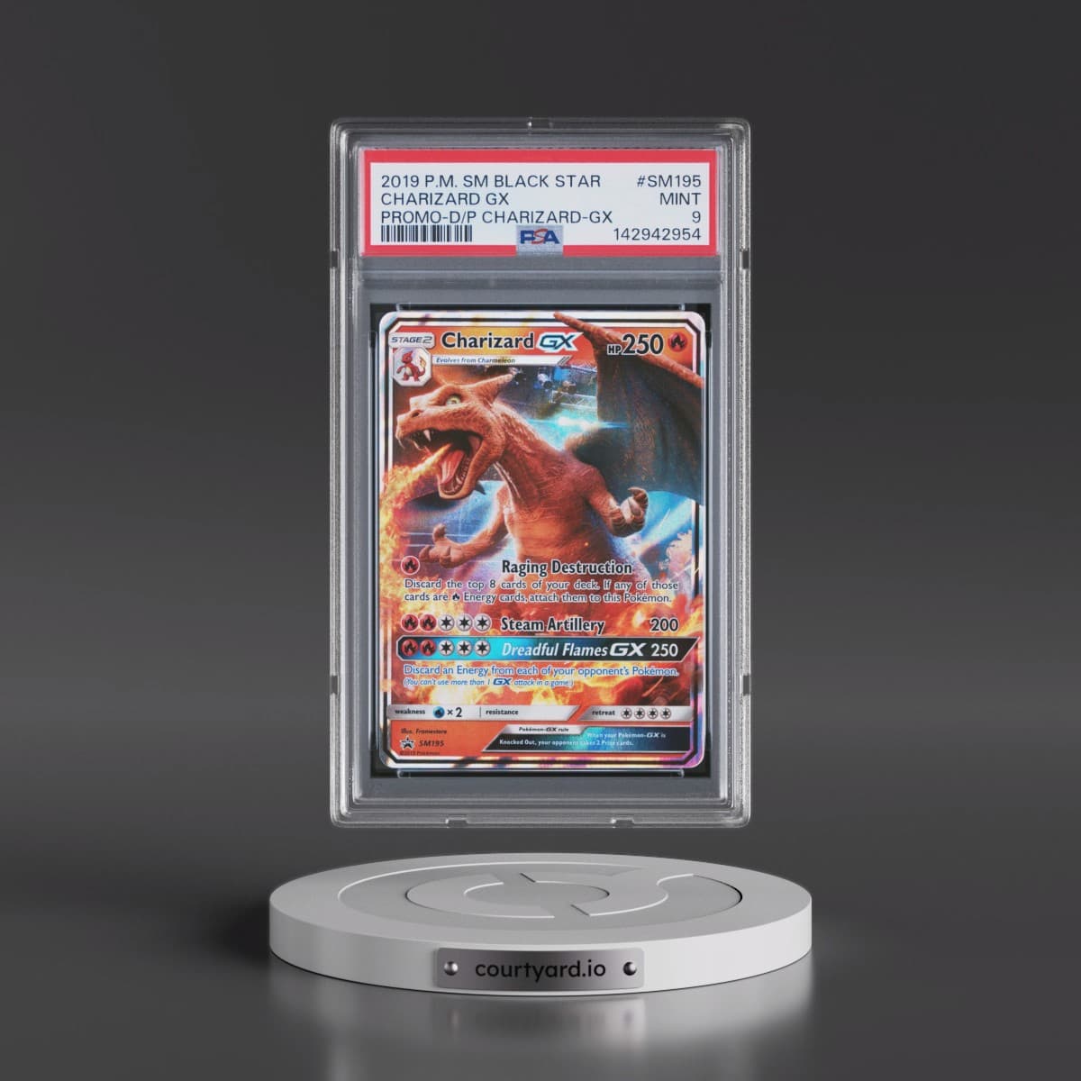 2019 Pokémon SM Black Star Promo #SM195 Charizard GX - Holo Detective Pikachu Charizard-GX (PSA 9 MINT)