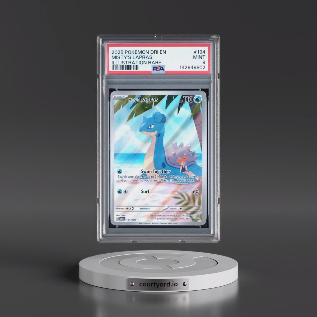 2025 Pokémon Dri EN-Destined Rivals #194 Misty's Lapras - Illustration Rare (PSA 9 MINT)