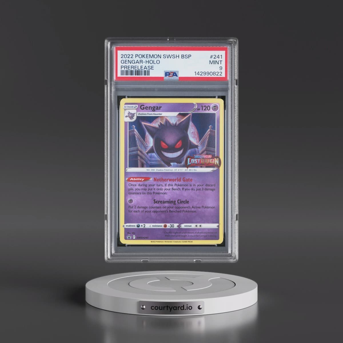 2022 Pokémon Swsh Black Star Promo #241 Gengar - Holo Prerelease (PSA 9 MINT)