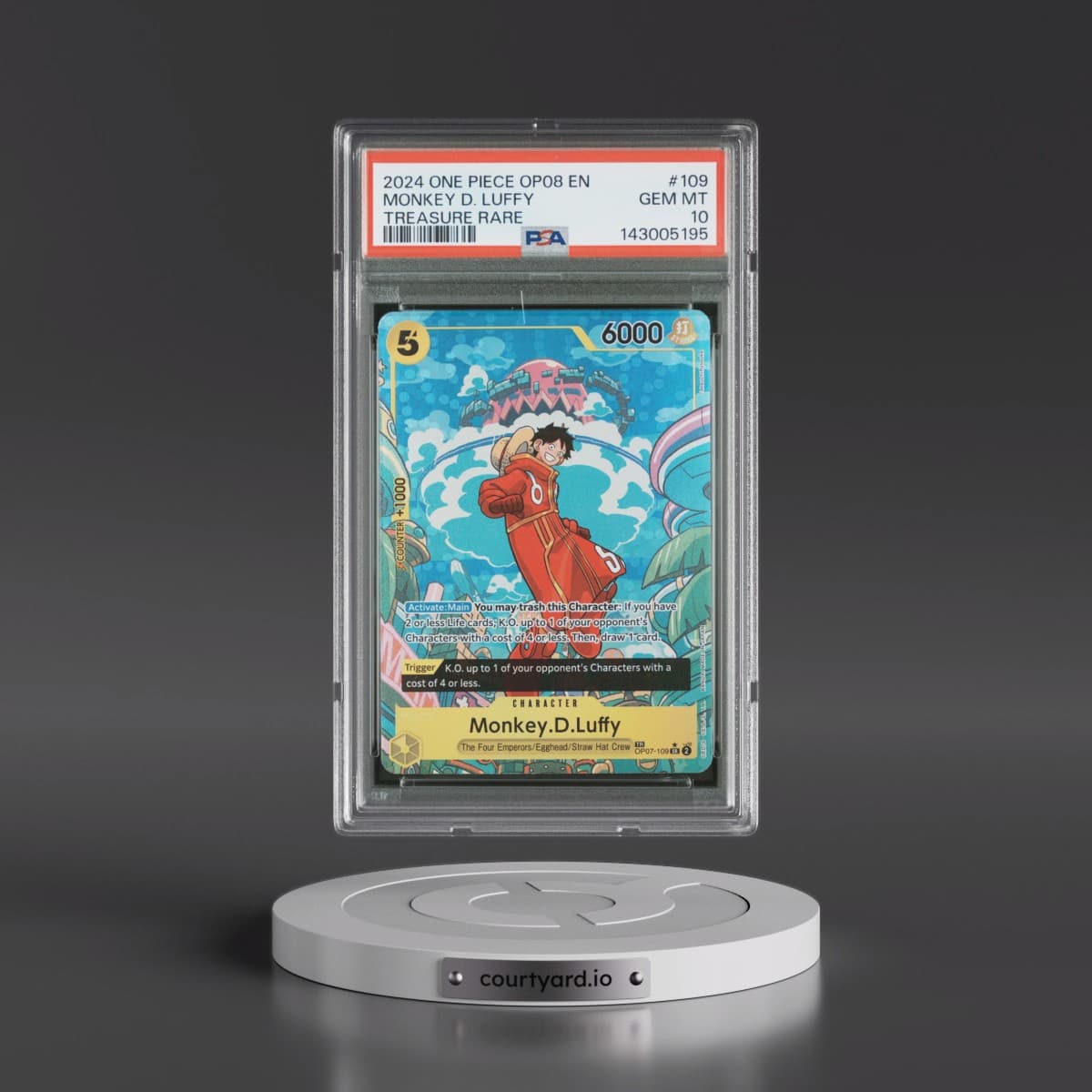 2024 One Piece OP08-Two Legends #109 Monkey D. Luffy - Treasure Rare (PSA 10 GEM MINT)