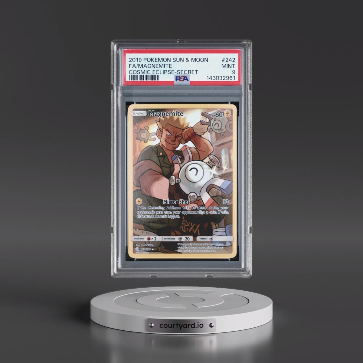 2019 Pokémon Sun & Moon Cosmic Eclipse #242 Magnemite - Full Art Secret (PSA 9 MINT)