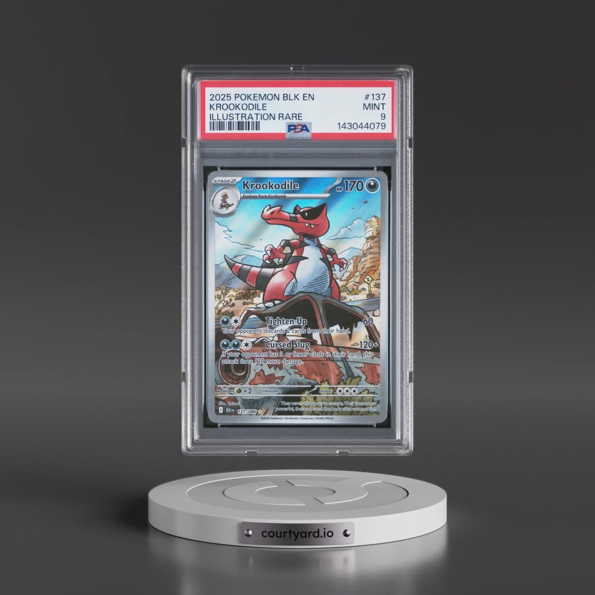 2025 Pokémon Blk EN-Black Bolt #137 Krookodile - Illustration Rare (PSA 9 MINT)