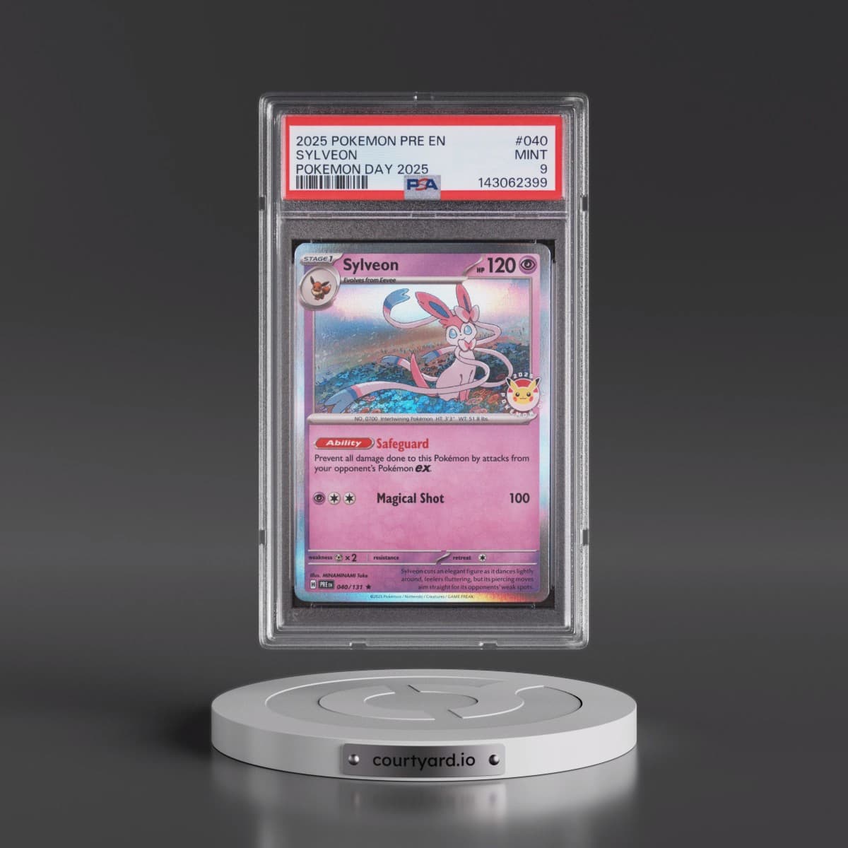 2025 Pokémon Pre EN-Prismatic Evolutions #040 Sylveon - Pokemon Day 2025 (PSA 9 MINT)