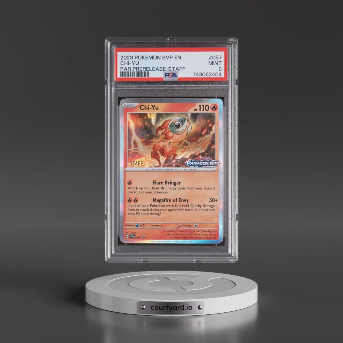 2023 Pokémon Svp EN-SV Black Star Promo #057 Chi-YU - Paradox Rift Prerelease-Staff (PSA 9 MINT)