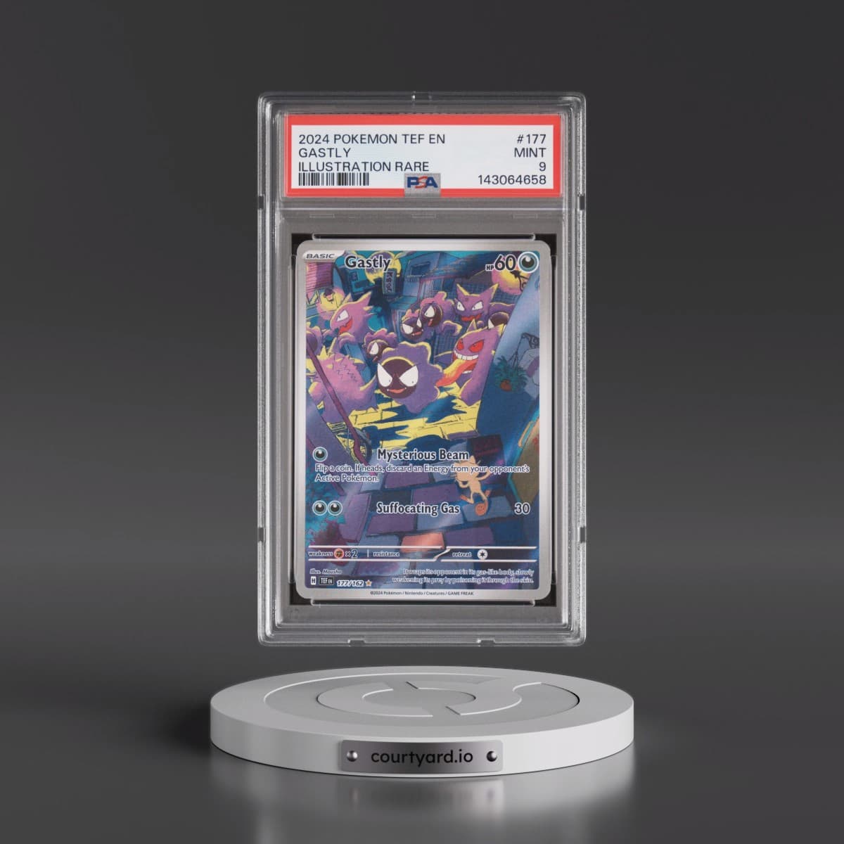 2024 Pokémon Tef EN-Temporal Forces #177 Gastly - Illustration Rare (PSA 9 MINT)