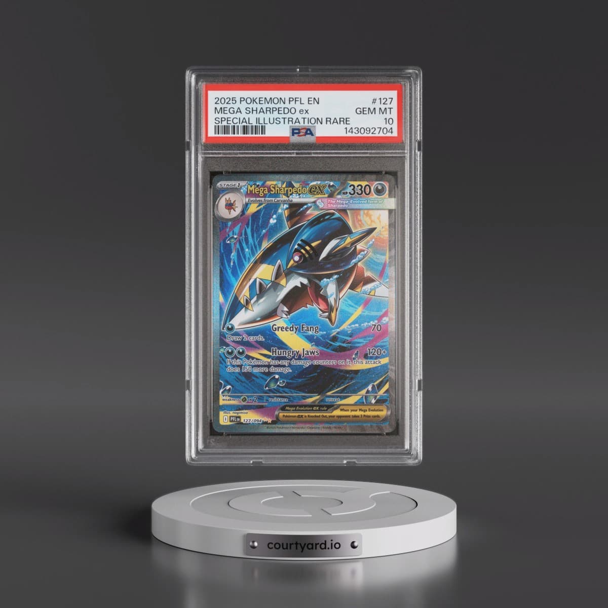 2025 Pokémon Pfl EN-Phantasmal Flames #127 Mega Sharpedo EX - Holo Special Illustration Rare (PSA 10 GEM MINT)