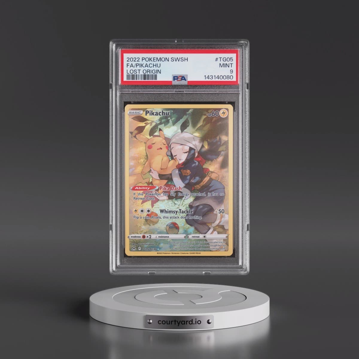 2022 Pokémon Sword & Shield Lost Origin #TG05 Pikachu - Full Art (PSA 9 MINT)