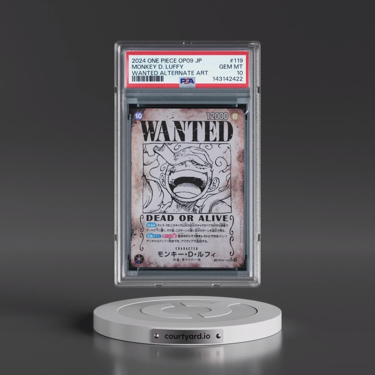 2024 One Piece Japanese OP09-Emperors in the New World #119 Monkey D. Luffy - Wanted Alternate Art (PSA 10 GEM MINT)
