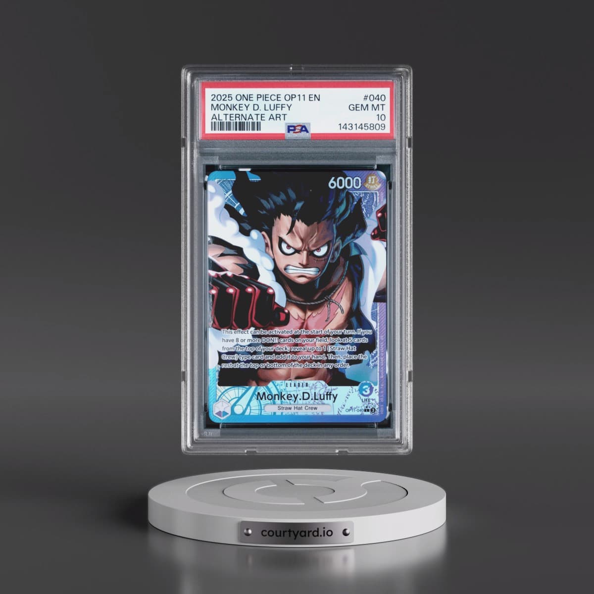 2025 One Piece OP11-A Fist of Divine Speed #040 Monkey D. Luffy - Alternate Art (PSA 10 GEM MINT)