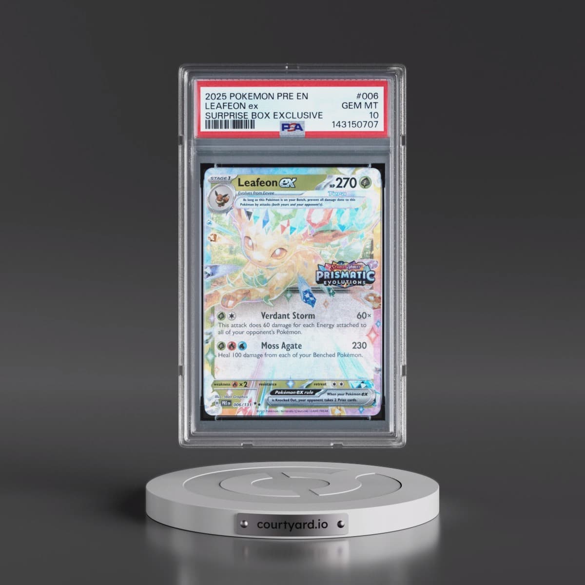 2025 Pokémon Pre EN-Prismatic Evolutions #006 Leafeon EX - Holo Surprise Box Exclusive (PSA 10 GEM MINT)