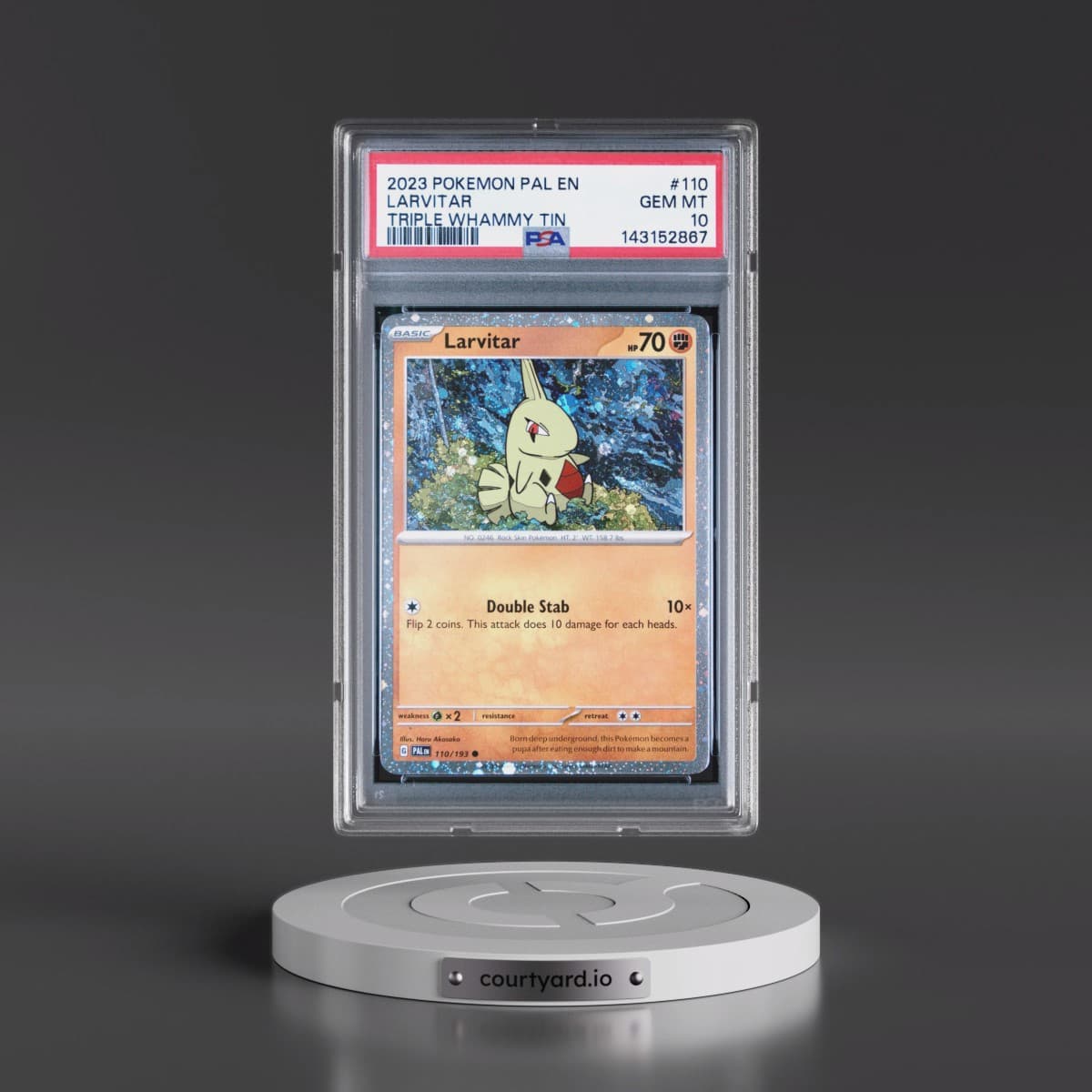 2023 Pokémon Pal EN-Paldea Evolved #110 Larvitar - Triple Whammy Tin (PSA 10 GEM MINT)