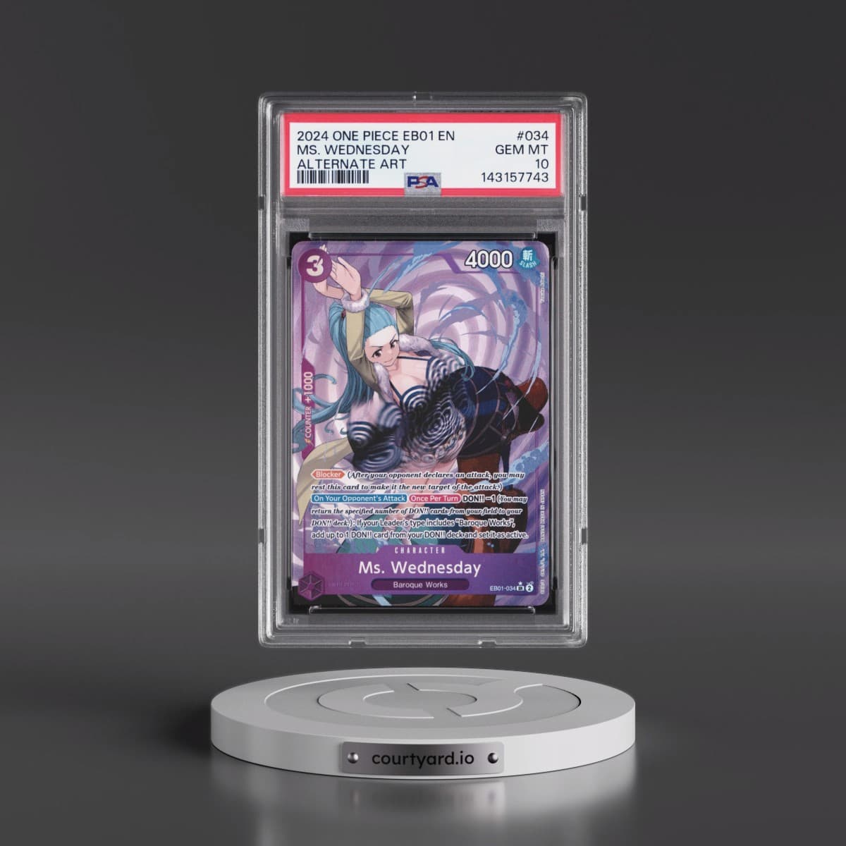 2024 One Piece EB01-Extra Booster -Memorial Collection #034 MS. Wednesday - Alternate Art (PSA 10 GEM MINT)