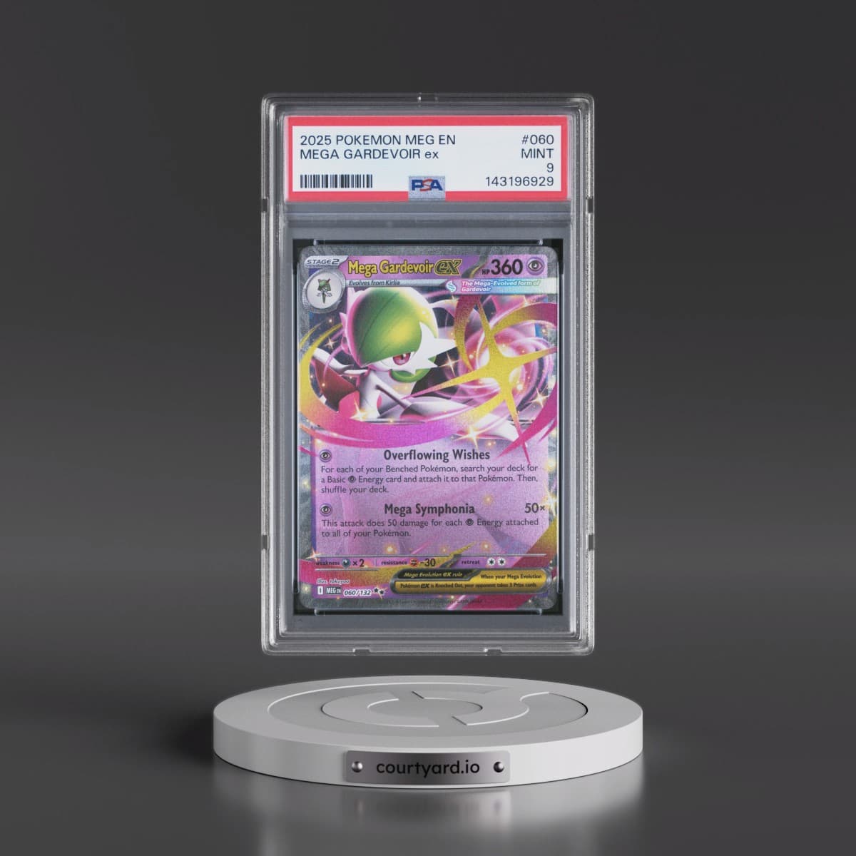 2025 Pokémon Meg EN-Mega Evolution #060 Mega Gardevoir EX - Holo (PSA 9 MINT)