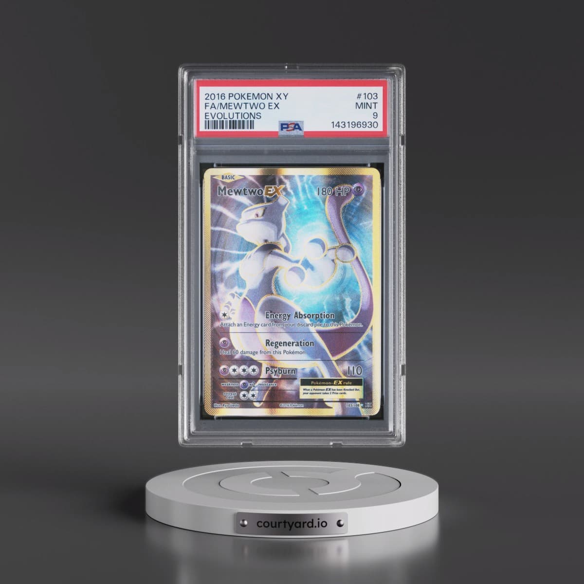 2016 Pokémon XY Evolutions #103 Mewtwo EX - Holo Full Art (PSA 9 MINT)