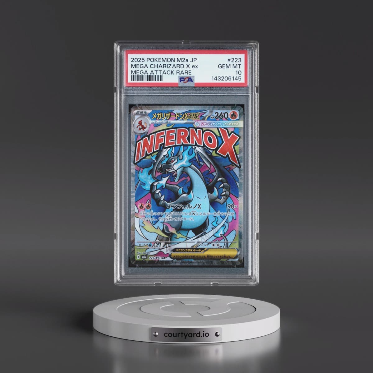 2025 Pokémon M2a-Mega Dream EX #223 Mega Charizard X EX - Holo Mega Attack Rare (PSA 10 GEM MINT)