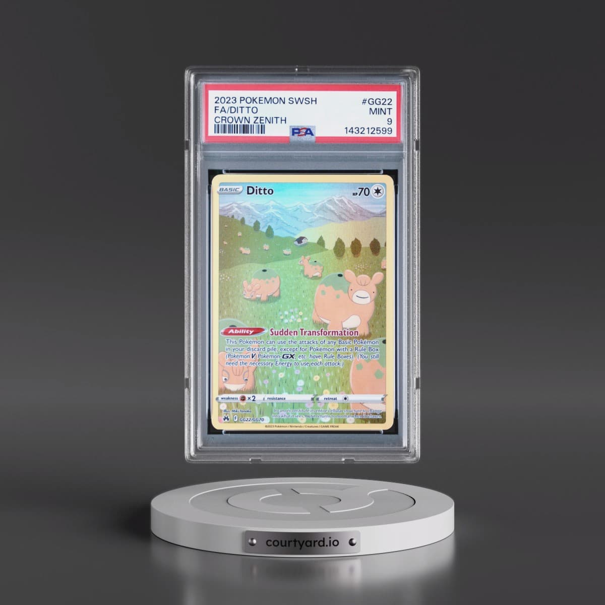 2023 Pokémon Sword and Shield Crown Zenith #GG22 Ditto - Full Art (PSA 9 MINT)