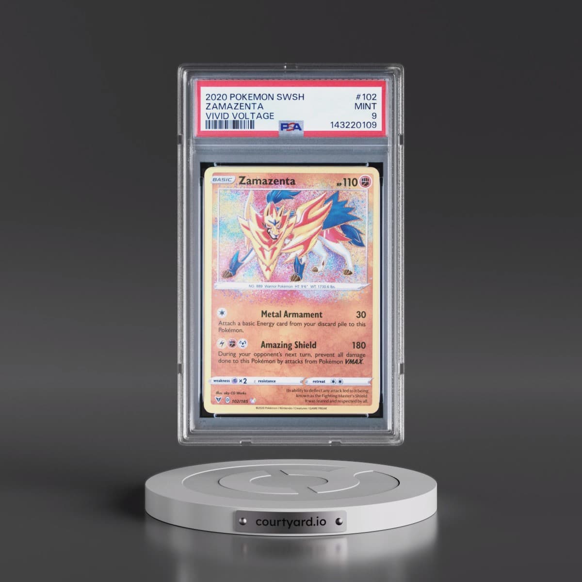 2020 Pokémon Sword & Shield Vivid Voltage #102 Zamazenta (PSA 9 MINT)