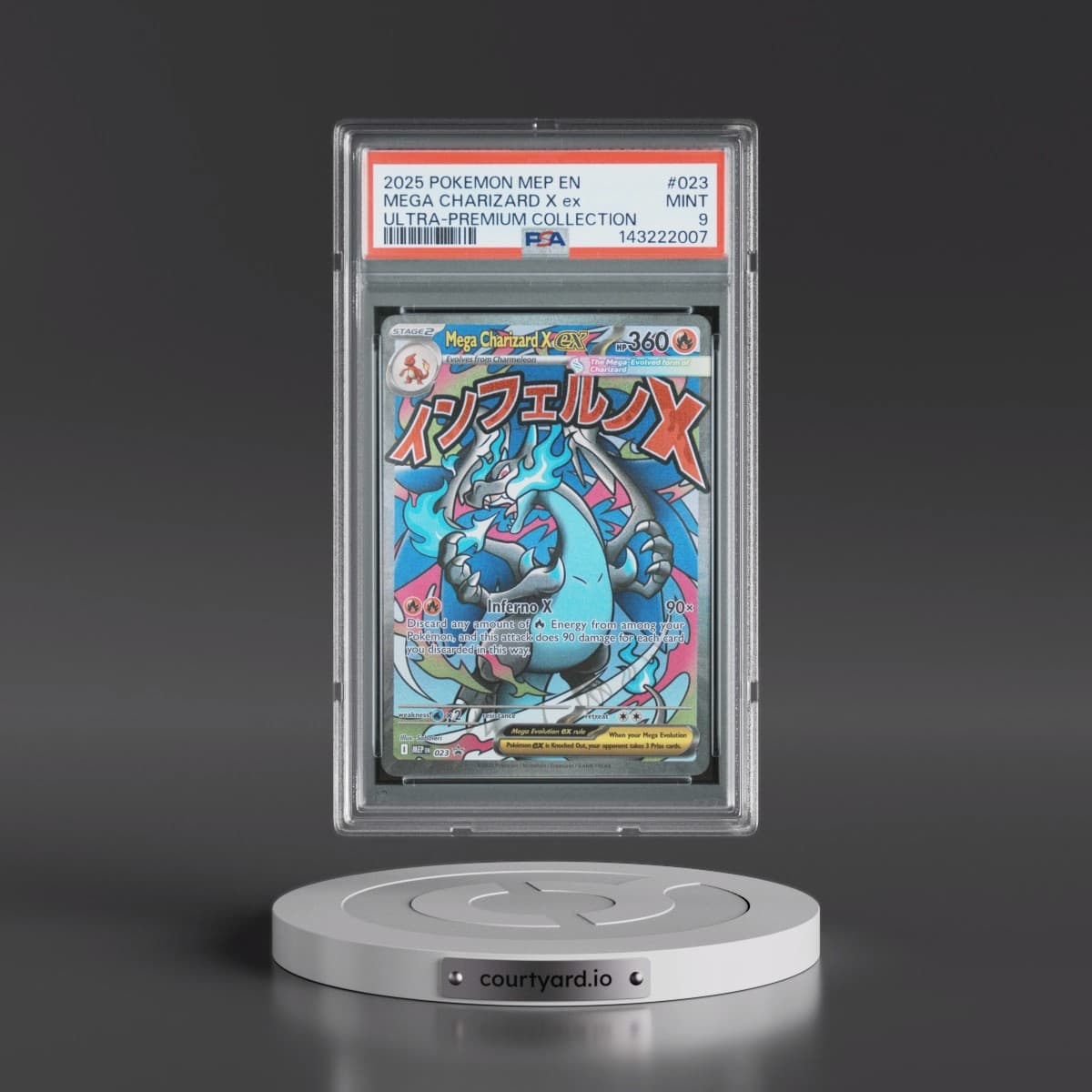 2025 Pokémon Mep EN-Me Black Star Promo #023 Mega Charizard X EX - Holo Mega Charizard X EX Ultra-Premium Collection (PSA 9 MINT)