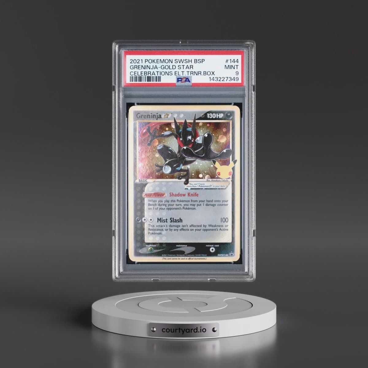 2021 Pokémon Swsh Black Star Promo #144 Greninja-Gold Star - Celebrations Elite Trainer Box (PSA 9 MINT)