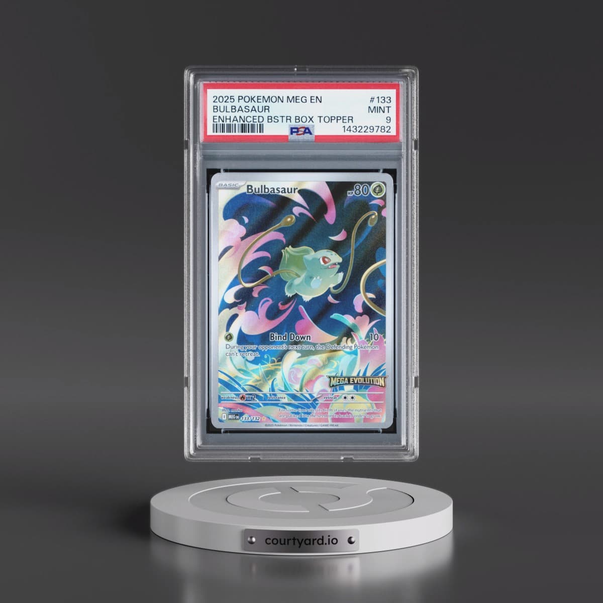 2025 Pokémon Meg EN-Mega Evolution #133 Bulbasaur - Enhanced Booster Box Topper (PSA 9 MINT)