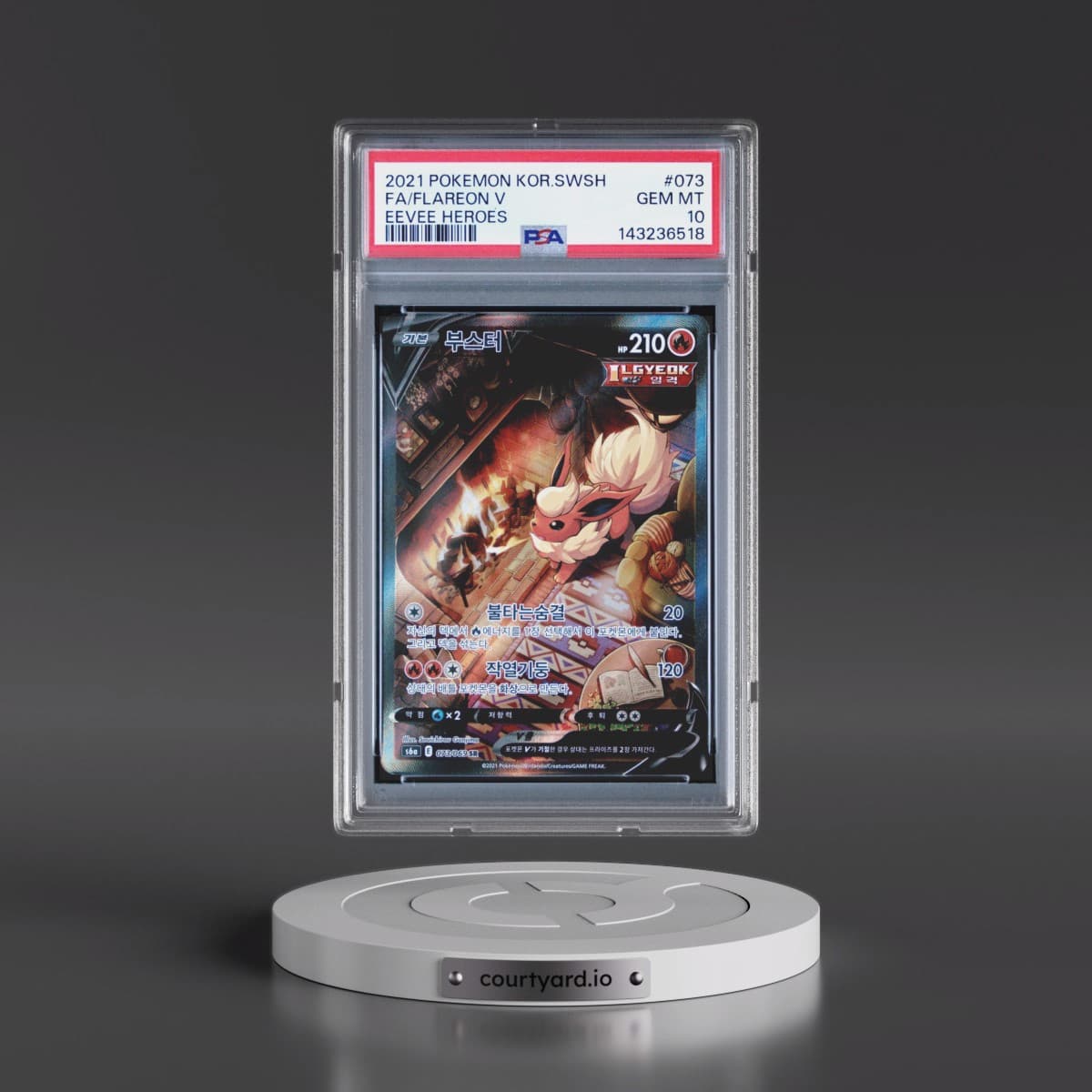 2021 Pokémon Sword & Shield Eevee Heroes #073 Flareon V - Holo Full Art (PSA 10 GEM MINT)