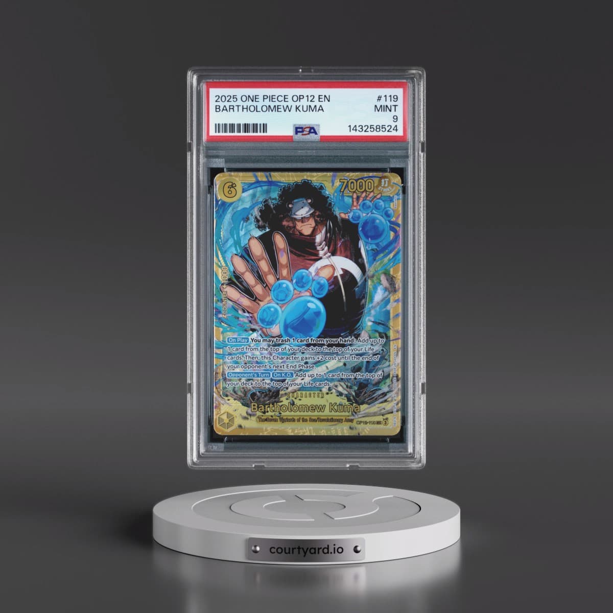 2025 One Piece OP12-Legacy of the Master #119 Bartholomew Kuma (PSA 9 MINT)