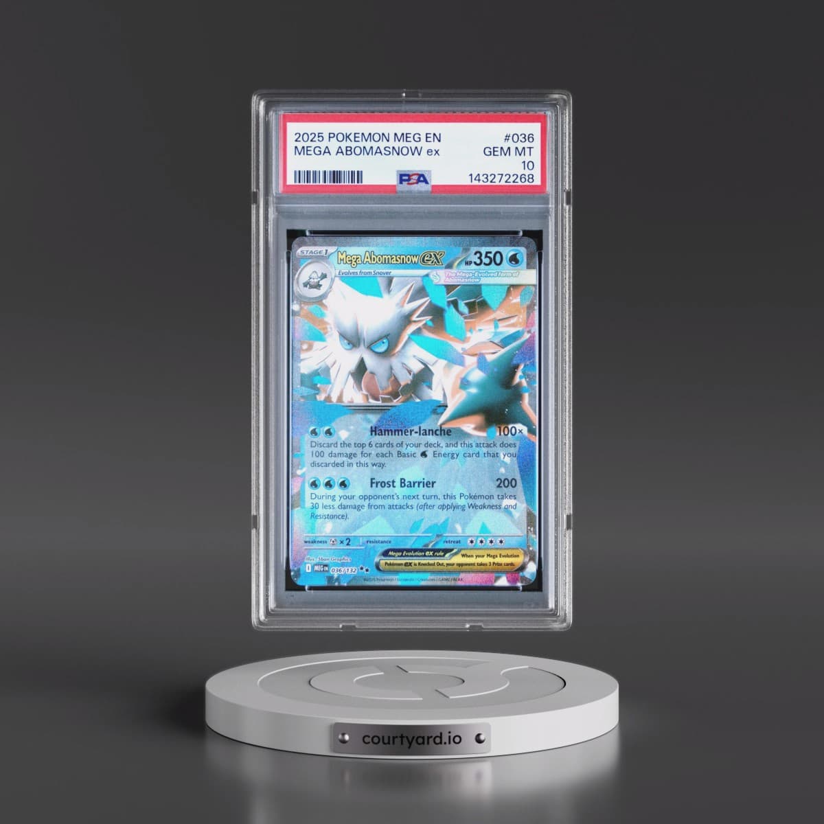 2025 Pokémon Meg EN-Mega Evolution #036 Mega Abomasnow EX - Holo (PSA 10 GEM MINT)