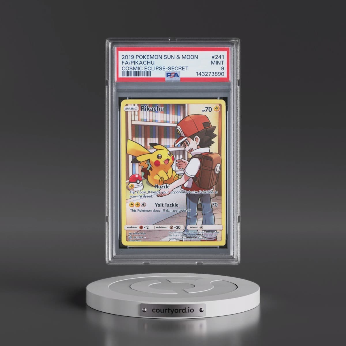 2019 Pokémon Sun & Moon Cosmic Eclipse #241 Pikachu - Full Art Secret (PSA 9 MINT)