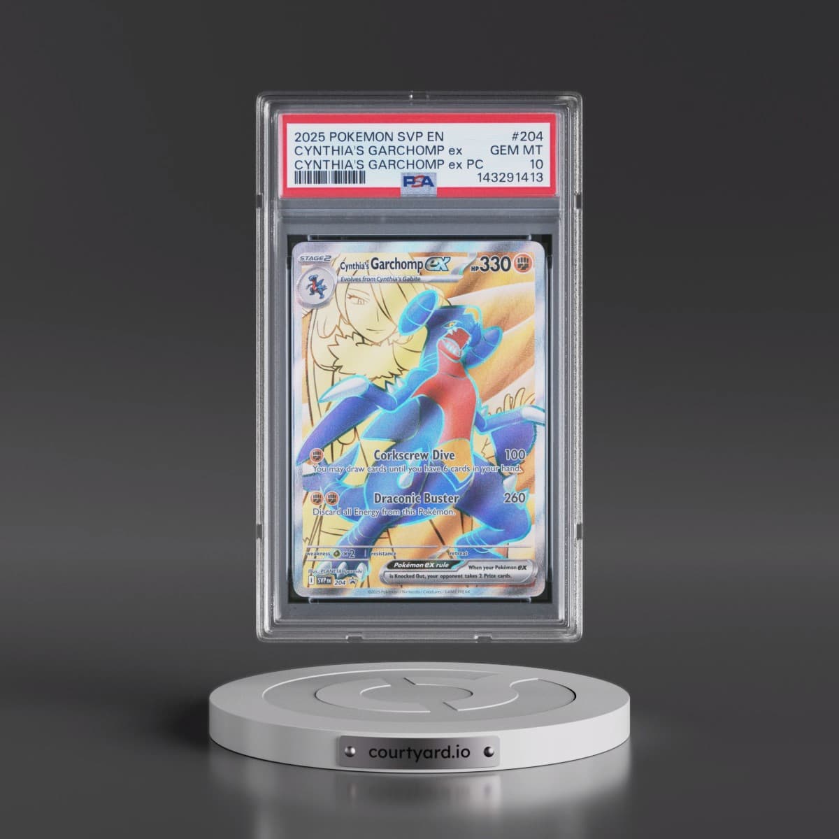 2025 Pokémon Svp EN-SV Black Star Promo #204 Cynthia's Garchomp EX - Holo Cynthia's Garchomp EX Premium Collection (PSA 10 GEM MINT)
