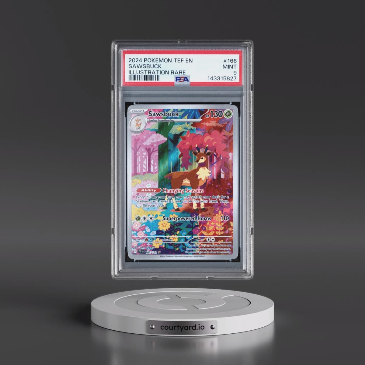 2024 Pokémon Tef EN-Temporal Forces #166 Sawsbuck - Illustration Rare (PSA 9 MINT)