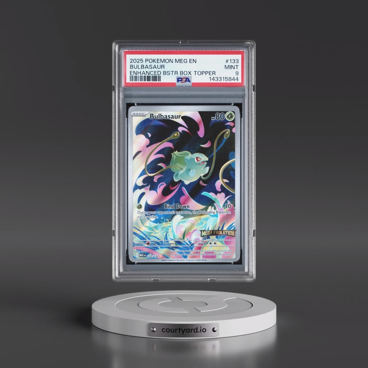 2025 Pokémon Meg EN-Mega Evolution #133 Bulbasaur - Enhanced Booster Box Topper (PSA 9 MINT)
