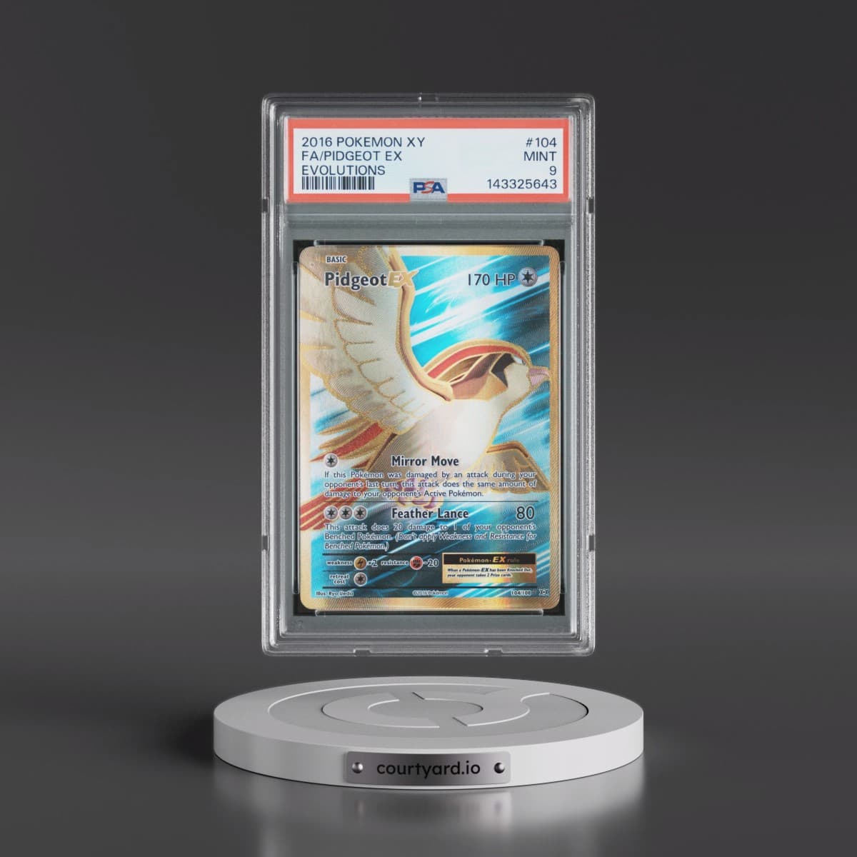 2016 Pokémon XY Evolutions #104 Pidgeot EX - Holo Full Art (PSA 9 MINT)