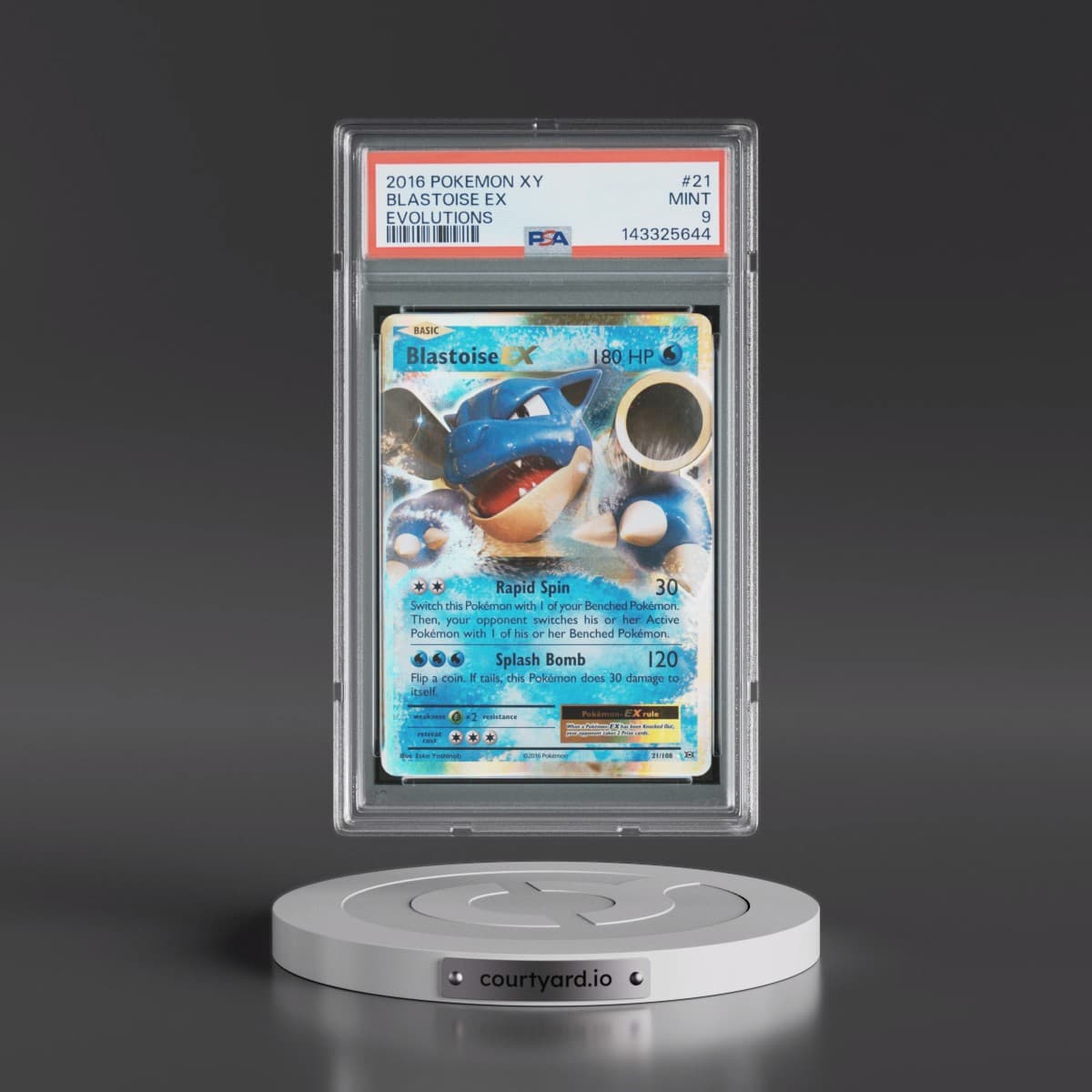 2016 Pokémon XY Evolutions #21 Blastoise EX - Holo (PSA 9 MINT)