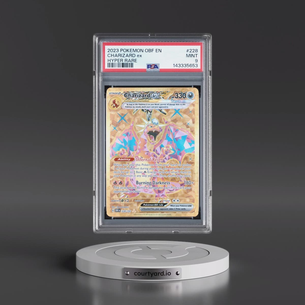 2023 Pokémon Obf EN-Obsidian Flames #228 Charizard EX - Holo Hyper Rare (PSA 9 MINT)