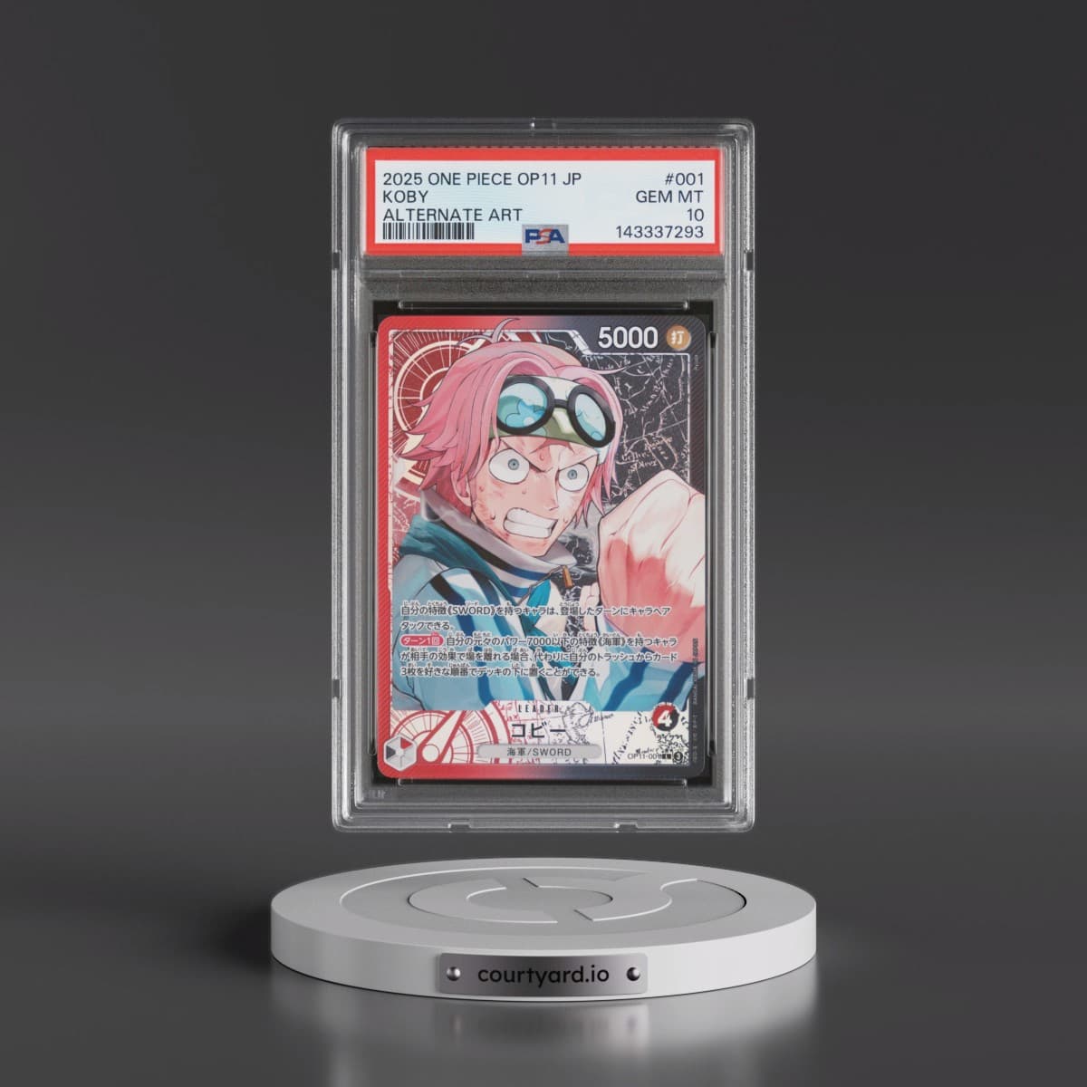 2025 One Piece Japanese OP11-A Fist of Divine Speed #001 Koby - Alternate Art (PSA 10 GEM MINT)