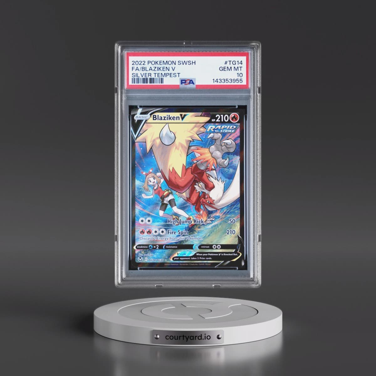 2022 Pokémon Sword & Shield Silver Tempest #TG14 Blaziken V - Holo Full Art (PSA 10 GEM MINT)