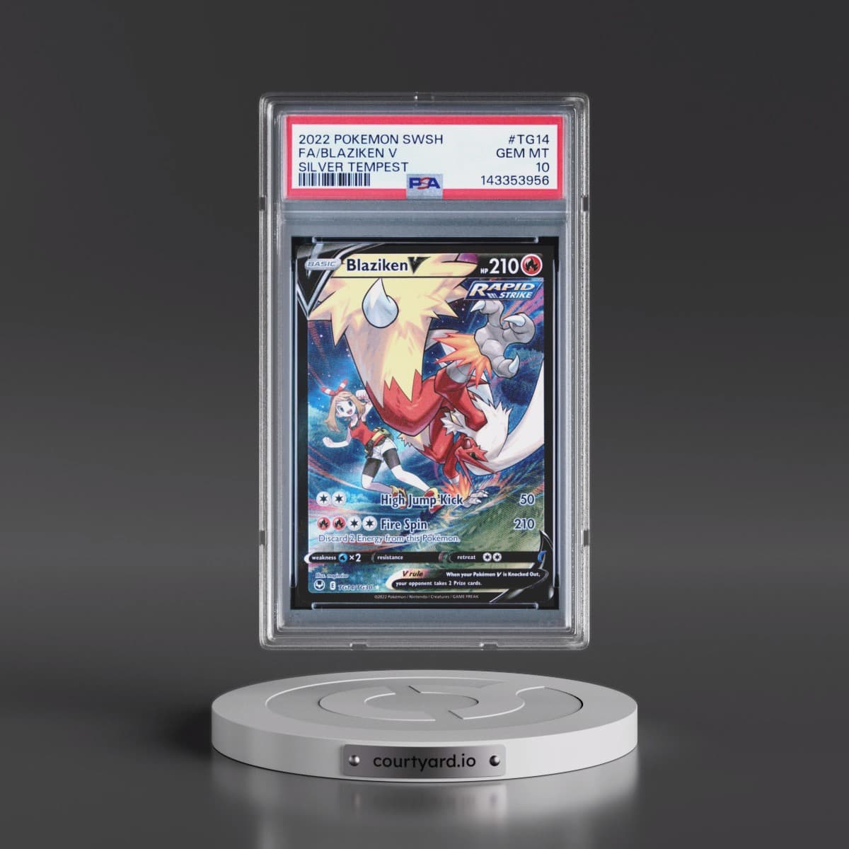 2022 Pokémon Sword & Shield Silver Tempest #TG14 Blaziken V - Holo Full Art (PSA 10 GEM MINT)