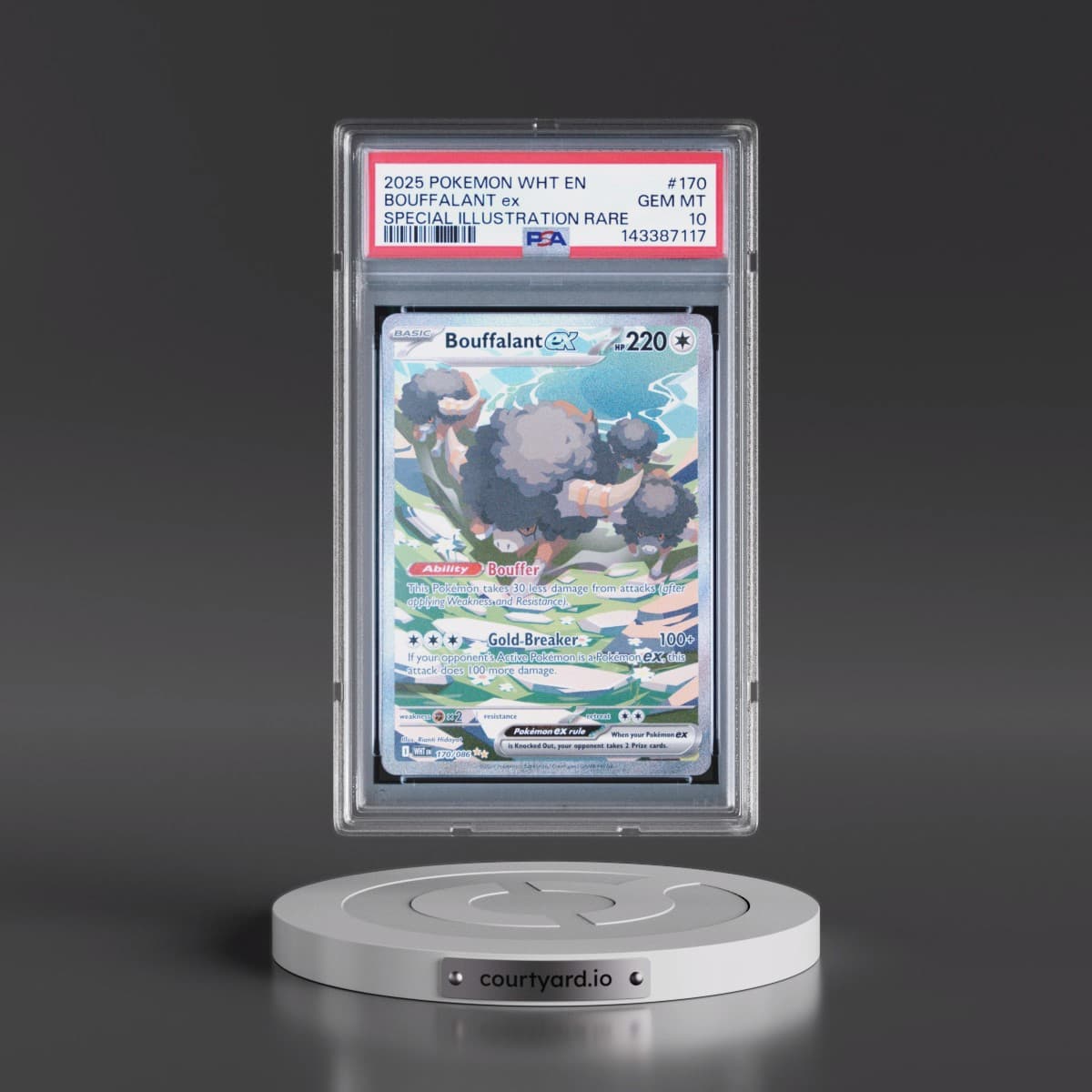 2025 Pokémon Wht EN-White Flare #170 Bouffalant EX - Holo Special Illustration Rare (PSA 10 GEM MINT)