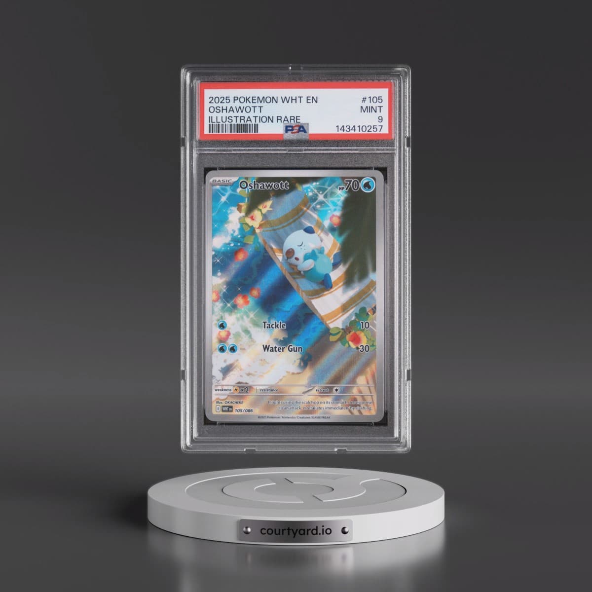 2025 Pokémon Wht EN-White Flare #105 Oshawott - Illustration Rare (PSA 9 MINT)