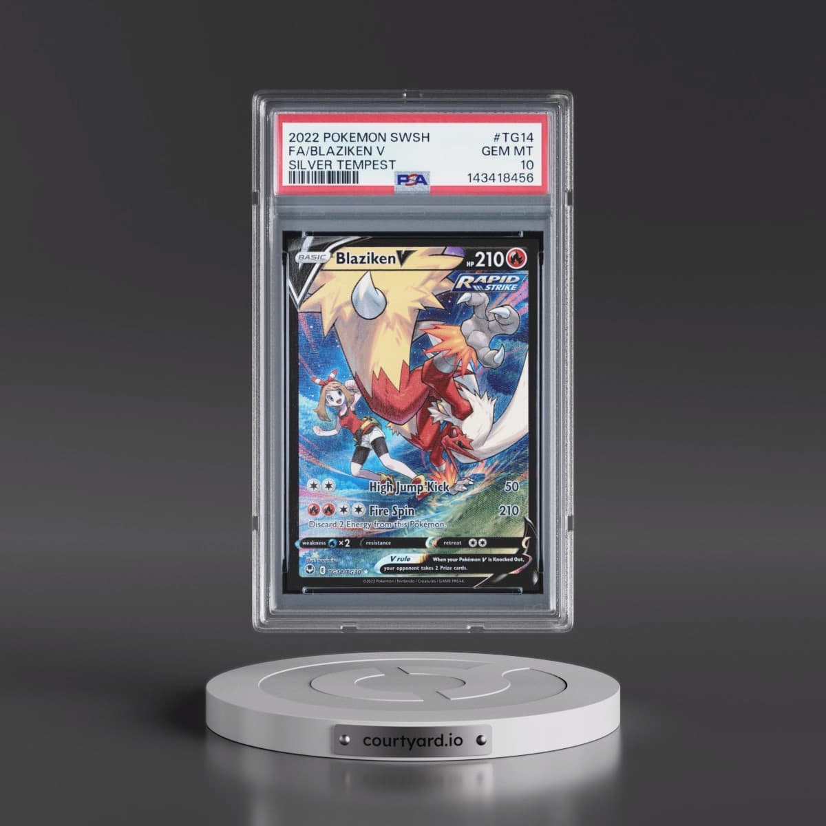 2022 Pokémon Sword & Shield Silver Tempest #TG14 Blaziken V - Holo Full Art (PSA 10 GEM MINT)
