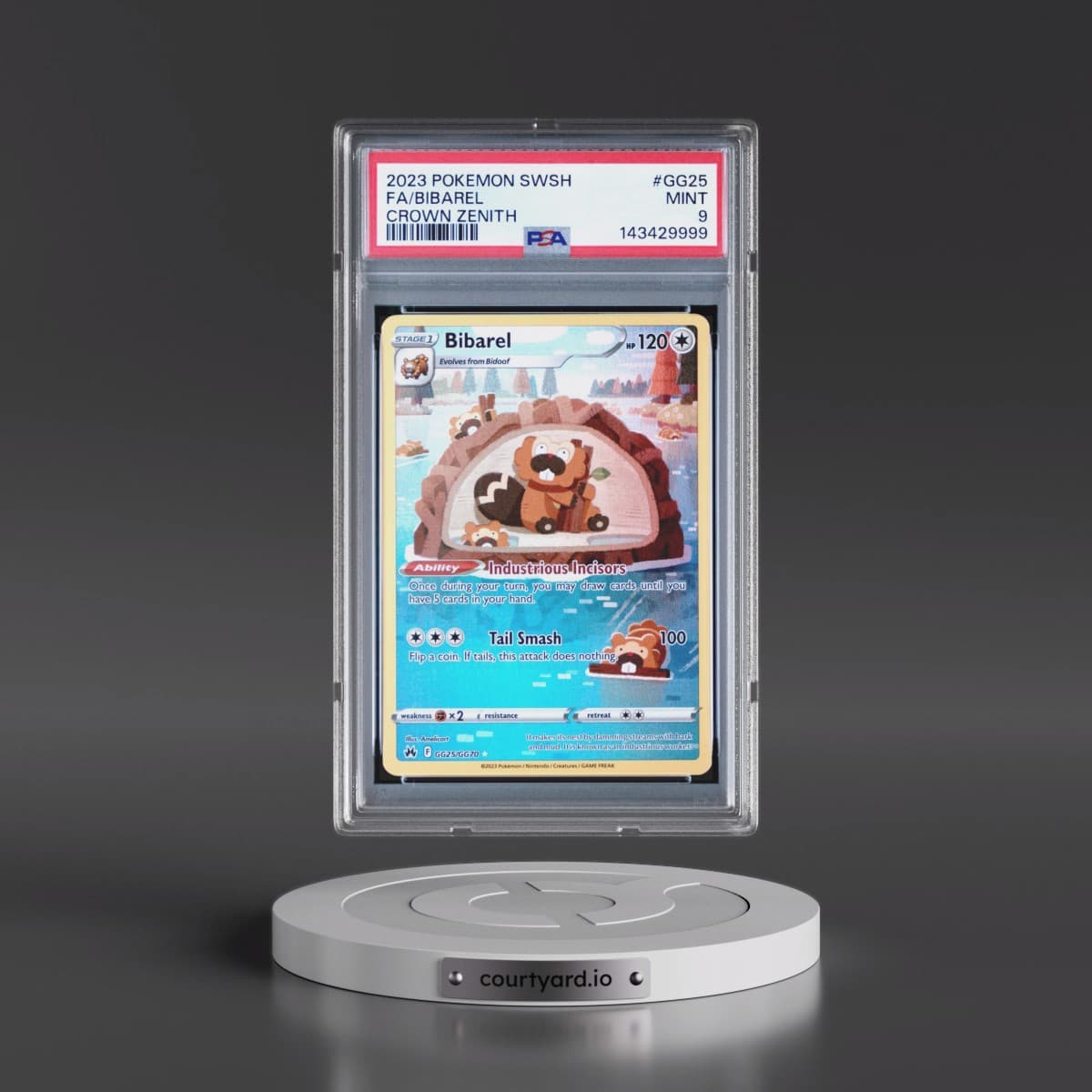 2023 Pokémon Sword and Shield Crown Zenith #GG25 Bibarel - Full Art (PSA 9 MINT)