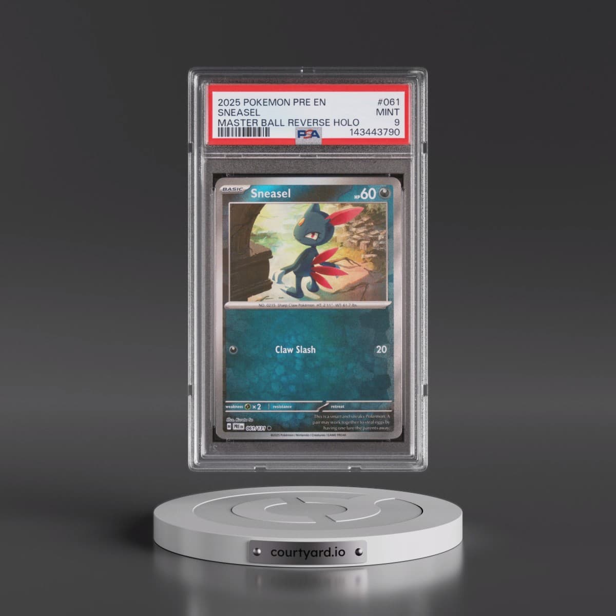 2025 Pokémon Pre EN-Prismatic Evolutions #061 Sneasel - Reverse Holo Master Ball (PSA 9 MINT)