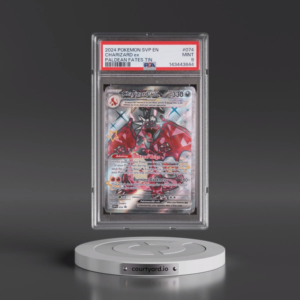 2024 Pokémon Svp EN-SV Black Star Promo #074 Charizard EX - Holo Paldean Fates Tin (PSA 9 MINT)