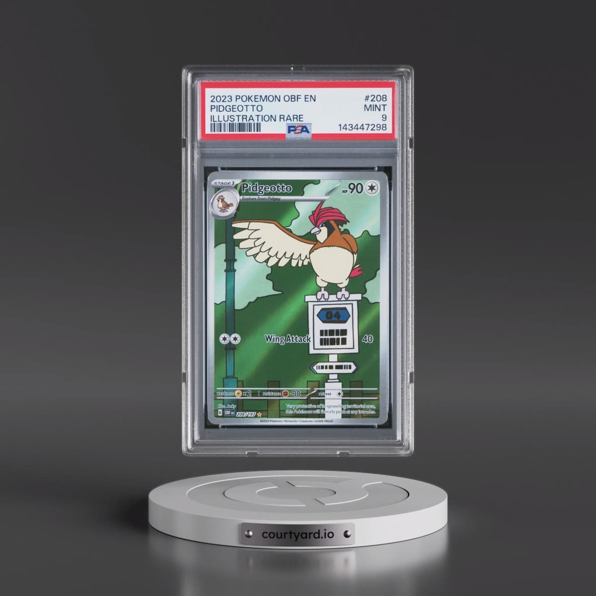 2023 Pokémon Obf EN-Obsidian Flames #208 Pidgeotto - Illustration Rare (PSA 9 MINT)