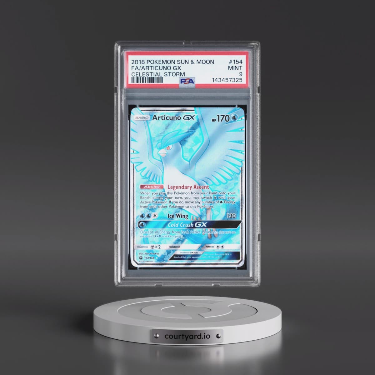 2018 Pokémon Sun & Moon Celestial Storm #154 Articuno GX - Holo Full Art (PSA 9 MINT)
