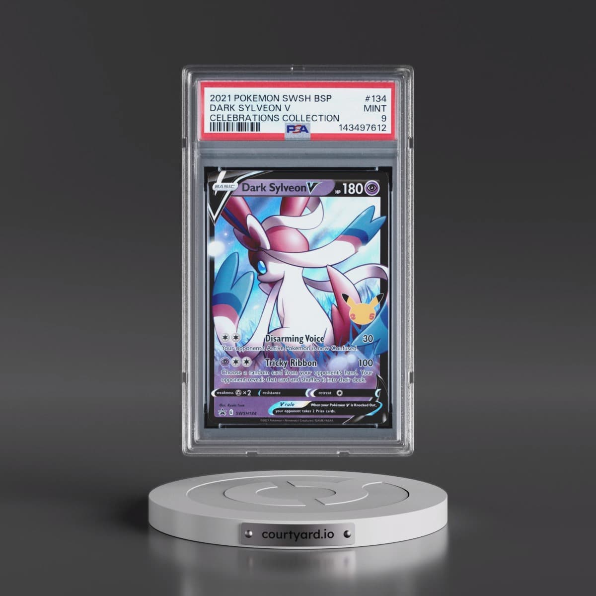 2021 Pokémon Swsh Black Star Promo #134 Dark Sylveon V - Holo Celebrations Collection (PSA 9 MINT)