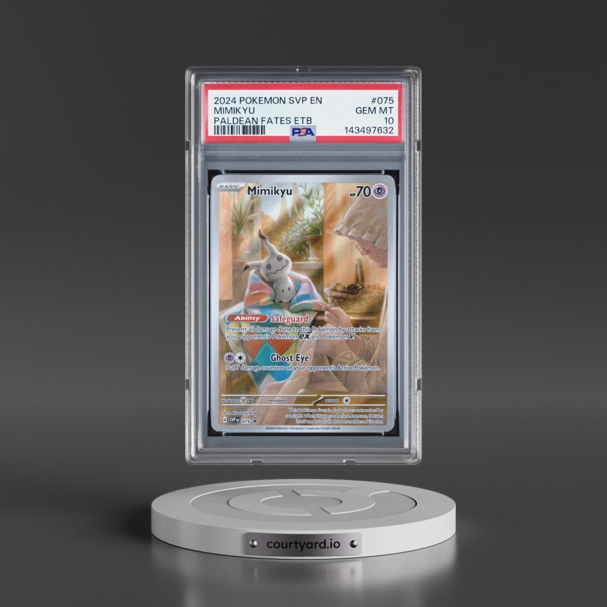 2024 Pokémon Svp EN-SV Black Star Promo #075 Mimikyu - Paldean Fates Elite Trainer Box (PSA 10 GEM MINT)