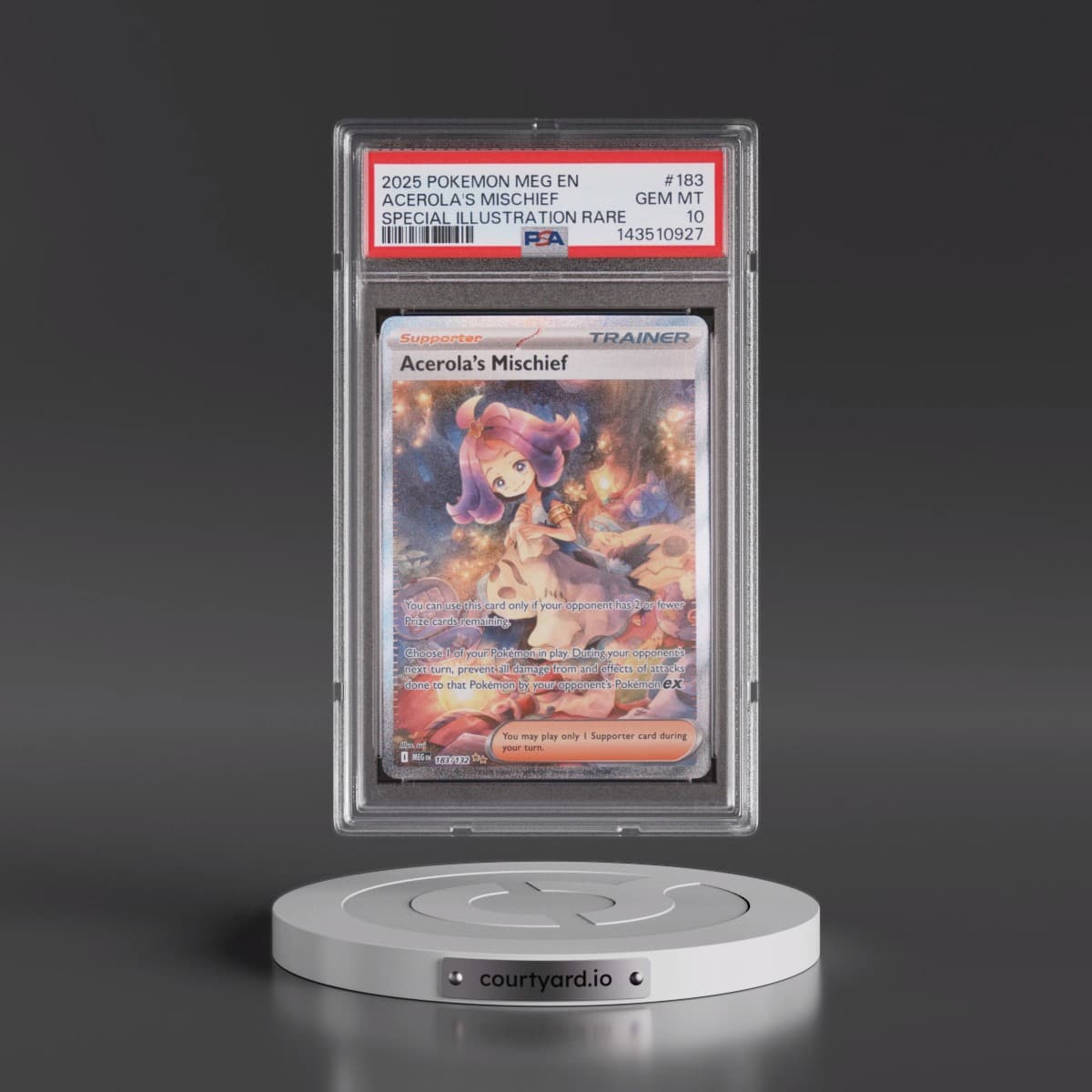 2025 Pokémon Meg EN-Mega Evolution #183 Acerola's Mischief - Special Illustration Rare (PSA 10 GEM MINT)